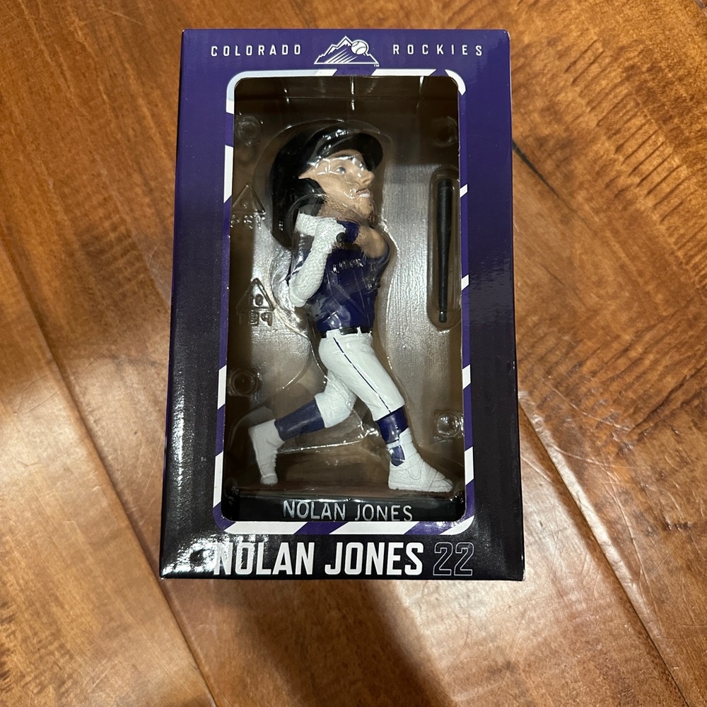 Colorado Rockies Bobblehead - Black and Purple. Nolan Jones Brand New in Box.